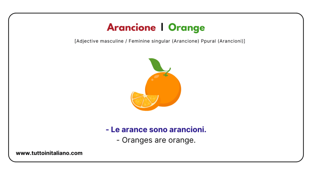 Italian A1 Vocabulary: Color names with easy examples for each word. 8 Italian a1 vocabulary