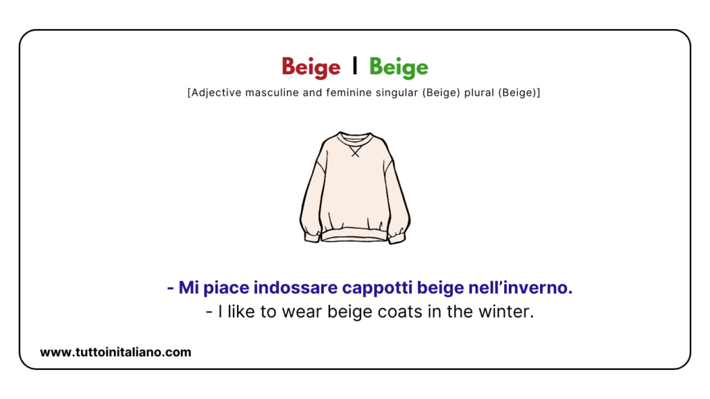 Italian A1 Vocabulary: Color names with easy examples for each word. 21 Italian a1 vocabulary