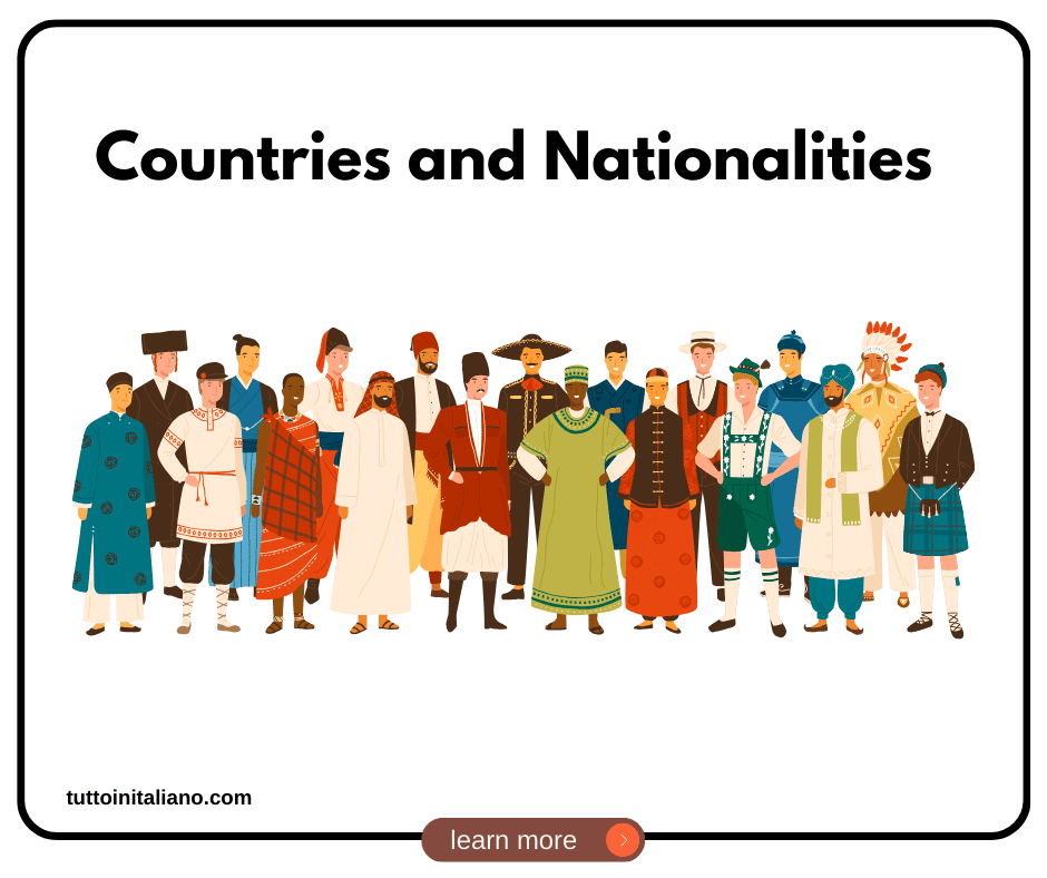 Learn words in Italian: 20+ Countries and Nationalities name with (examples) 7 Learn words in Italian