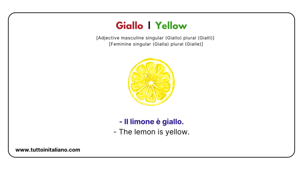 Italian A1 Vocabulary: Color names with easy examples for each word. 14 Italian a1 vocabulary