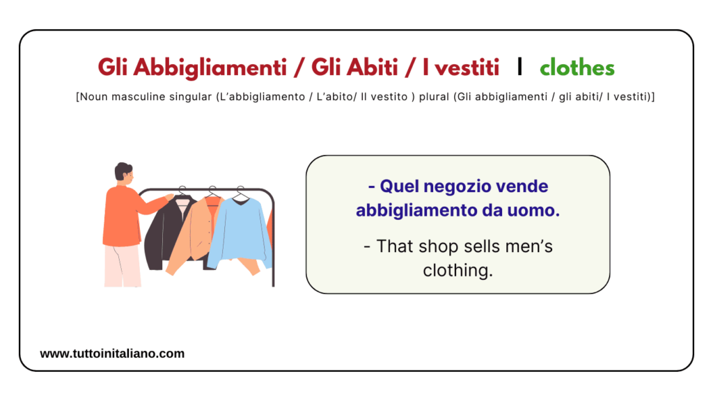 Basic Italian vocabulary lesson: The Clothes | 25+ Easy words with (examples and audio). 5 Basic Italian vocabulary