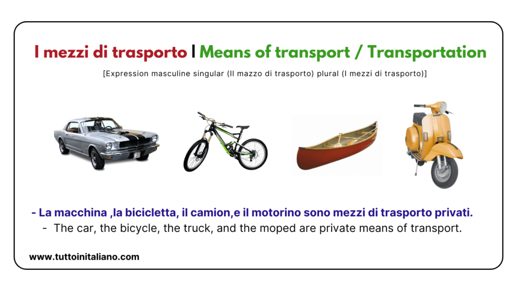 Learn Italian vocabulary: Means of Transport | 15+ easy words of means of transport With (axamples and audio). 5 Learn Italian vocabulary