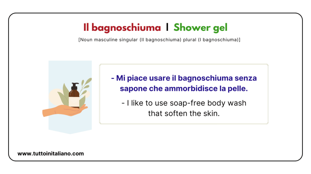 Italian beginner words: the bathroom | 25+ easy words about he bathroom with examples. 16 Italian beginner words