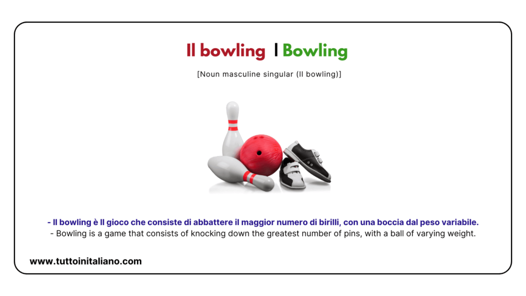 English Italian vocabulary: the sports (part 2) with easy examples for each word. 34 English Italian vocabulary