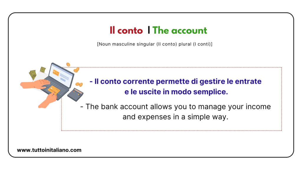 Il conto The account tuttoinitaliano