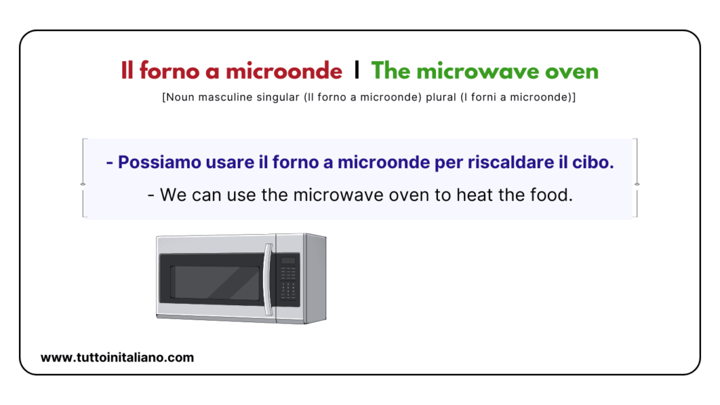 Italian language words: The Kitchen (Part 2) | Easy words for the kitchen with examples. 13 Italian language words