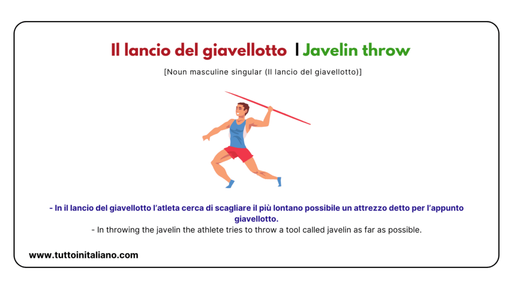 English Italian vocabulary: the sports (part 2) with easy examples for each word. 35 English Italian vocabulary