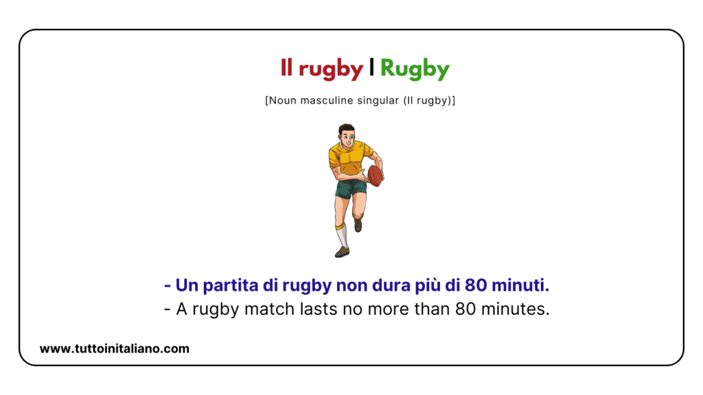 English Italian vocabulary: the sports (part 2) with easy examples for each word. 17 English Italian vocabulary