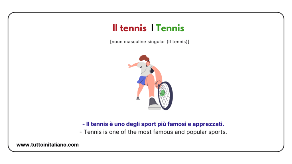 English Italian vocabulary: the sports (part 2) with easy examples for each word. 32 English Italian vocabulary
