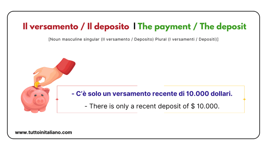Il versamento Il deposito The payment The deposit tuttoinitaliano