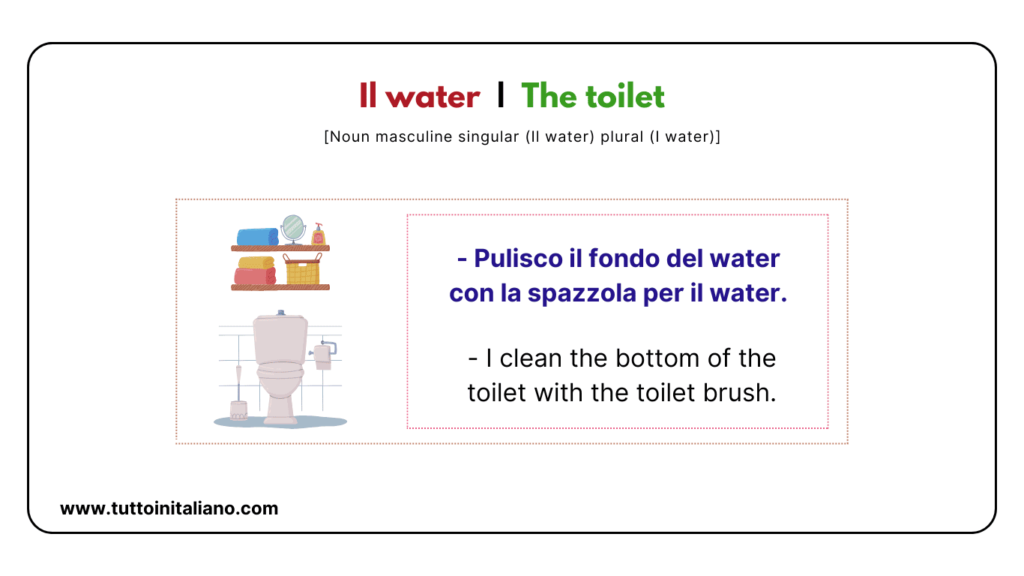 Italian beginner words: the bathroom | 25+ easy words about he bathroom with examples. 13 Italian beginner words