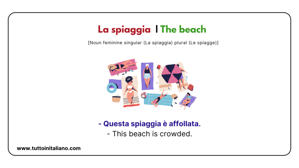 20+ Italian Vocabulary | The beach in Italian | Easy learn Italian words for intermediate level. 5 Beach In Italian