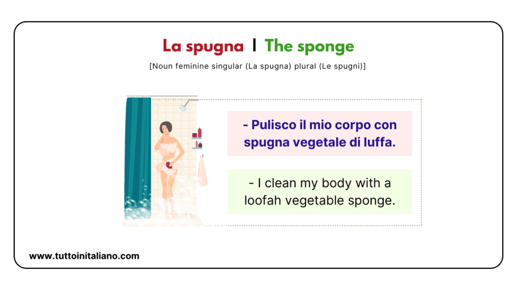 Italian beginner words: the bathroom | 25+ easy words about he bathroom with examples. 22 Italian beginner words
