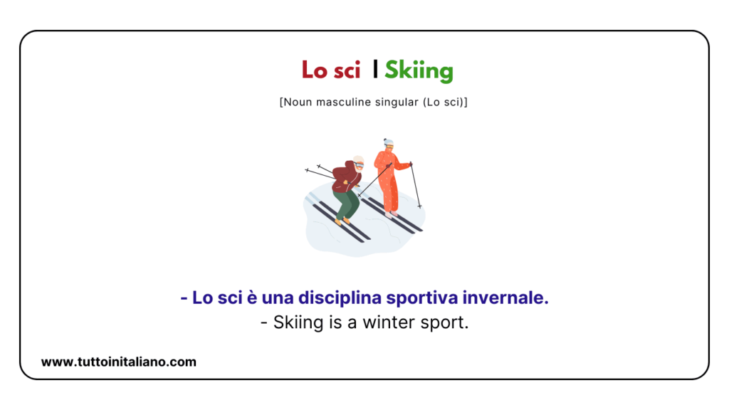 English Italian vocabulary: the sports (part 2) with easy examples for each word. 22 English Italian vocabulary