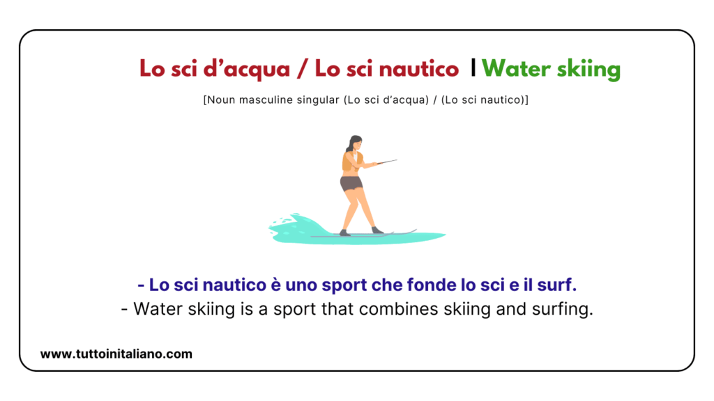 English Italian vocabulary: the sports (part 2) with easy examples for each word. 23 English Italian vocabulary