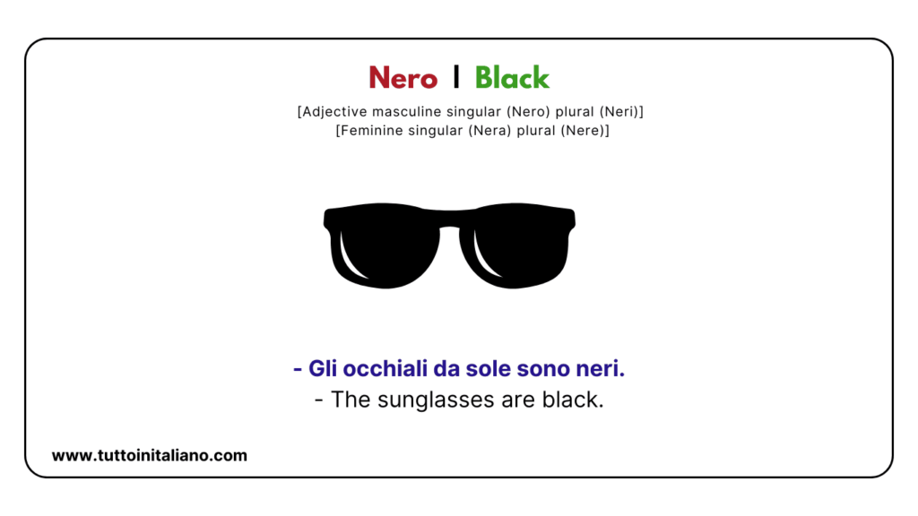 Italian A1 Vocabulary: Color names with easy examples for each word. 7 Italian a1 vocabulary