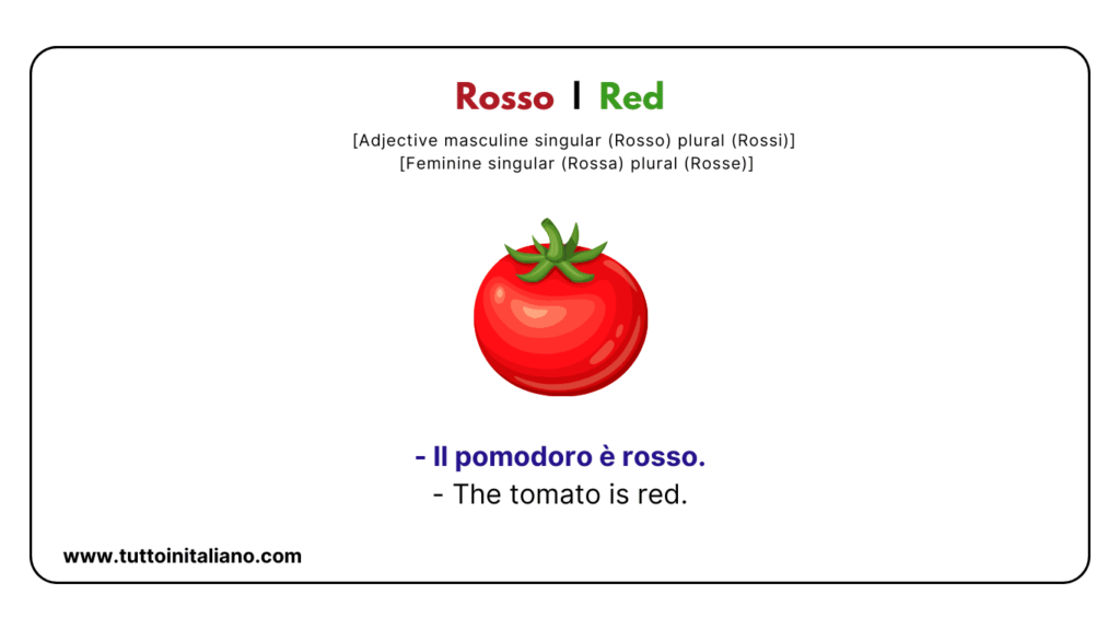Italian A1 Vocabulary: Color names with easy examples for each word. 13 Italian a1 vocabulary