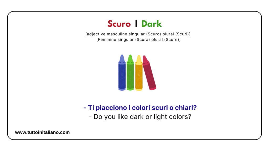 Italian A1 Vocabulary: Color names with easy examples for each word. 27 Italian a1 vocabulary