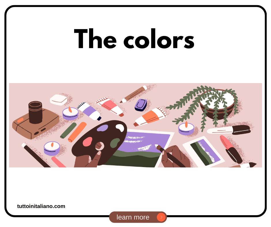 Italian A1 Vocabulary: Color names with easy examples for each word. 1 Italian a1 vocabulary