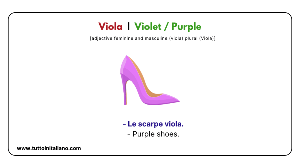 Italian A1 Vocabulary: Color names with easy examples for each word. 25 Italian a1 vocabulary