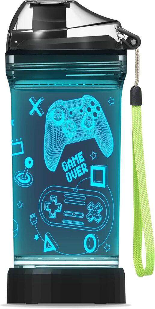 Kids Water Bottle with 3D Glowing Game tuttoinitaliano
