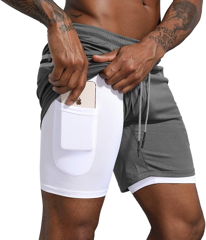 Mens 2 in 1 Workout Running Shorts tuttoinitaliano