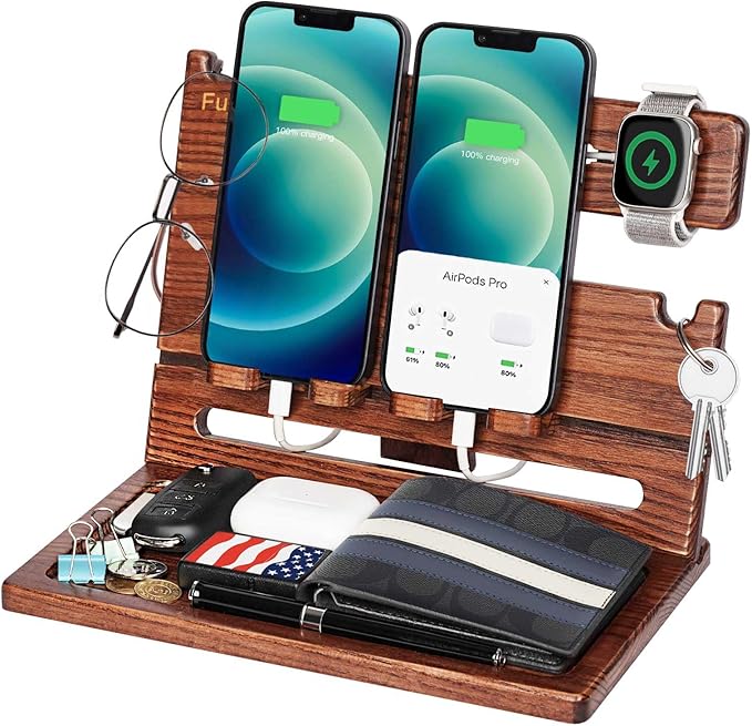 Wood Phone Docking Station with Drawer tuttoinitaliano