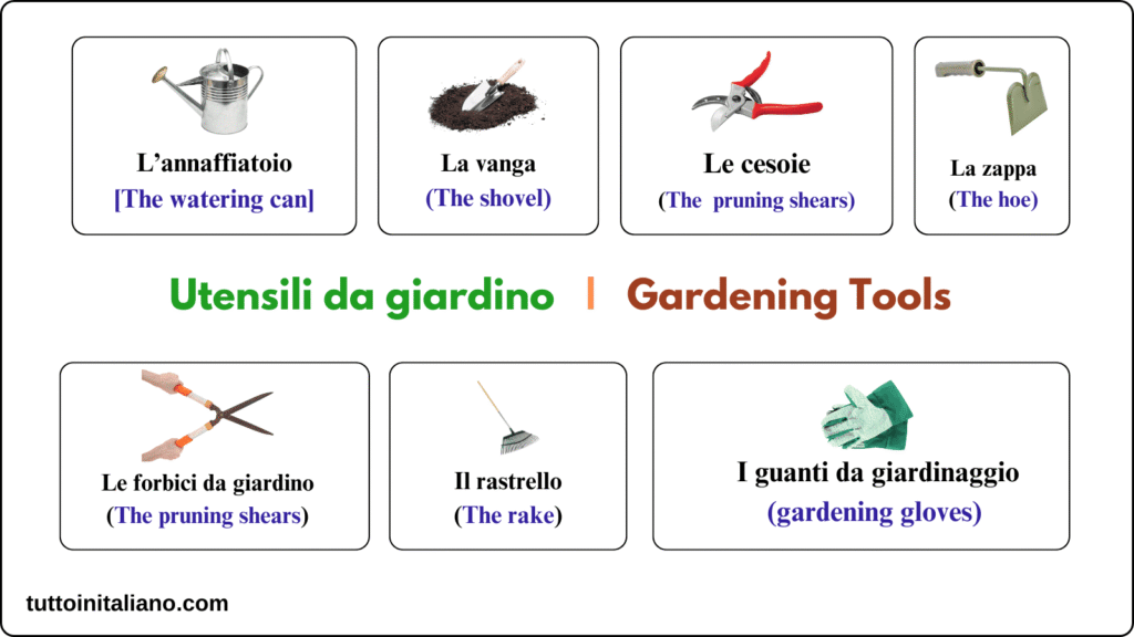 Attrezzi della casa / Household tools 5 Gardening Tools tuttoinitaliano