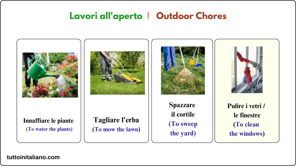 Le faccende domestiche / The housework 5 Outdoor Chores tuttoinitaliano