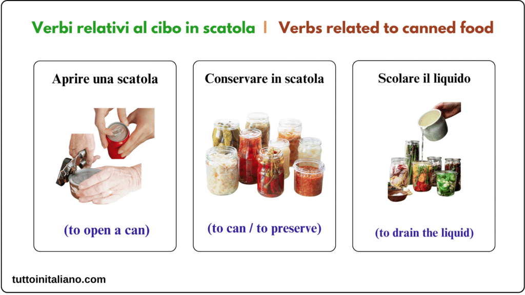 Cibo in scatola e in barattolo / Canned and jarred food 7 Learn Italian language the Canned and jarred food in Italian
